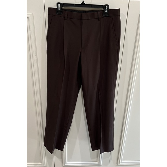 Goldwin Brown Dress Performance Pants‎ Size 32 Single Pleat Stretch Classic